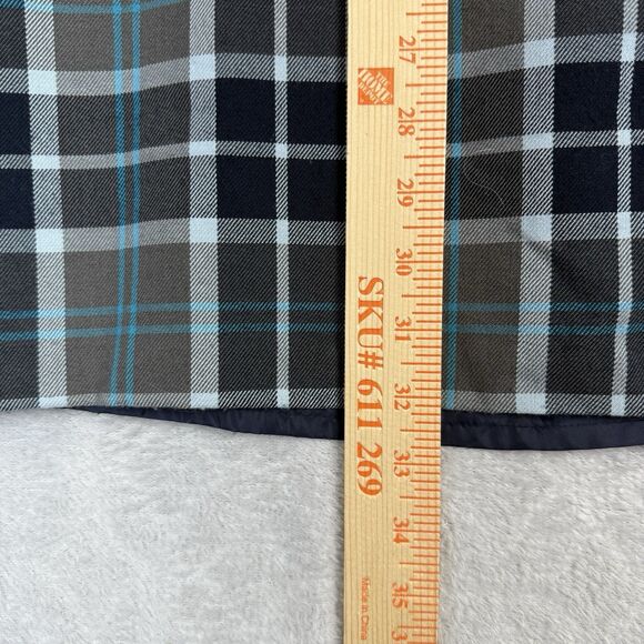 Vtg Flannel Midi Skirt 20W Blue Gray Plaid Old Money Preppy Academia 90s Y2K - Picture 12 of 14
